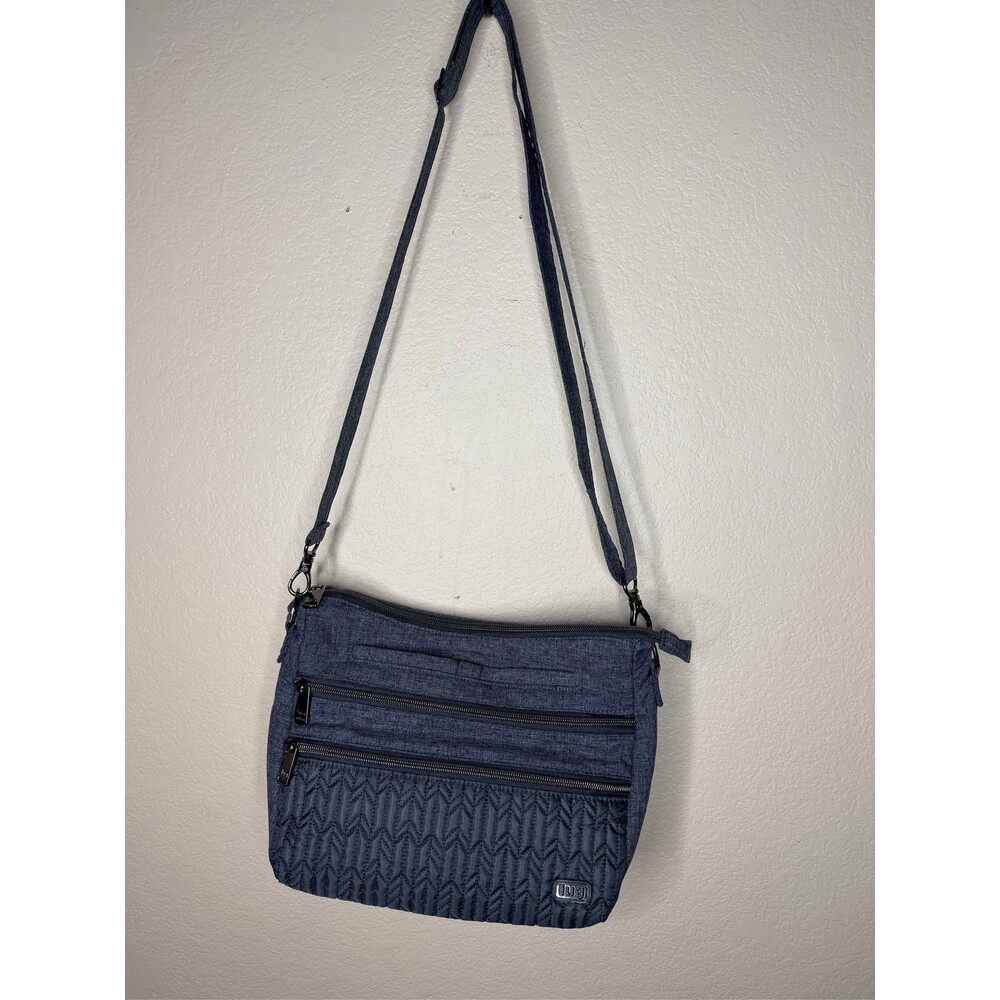 Lug Shimmy Crossbody Bag Quilted Multi-Pocket Travel Purse gray zipper